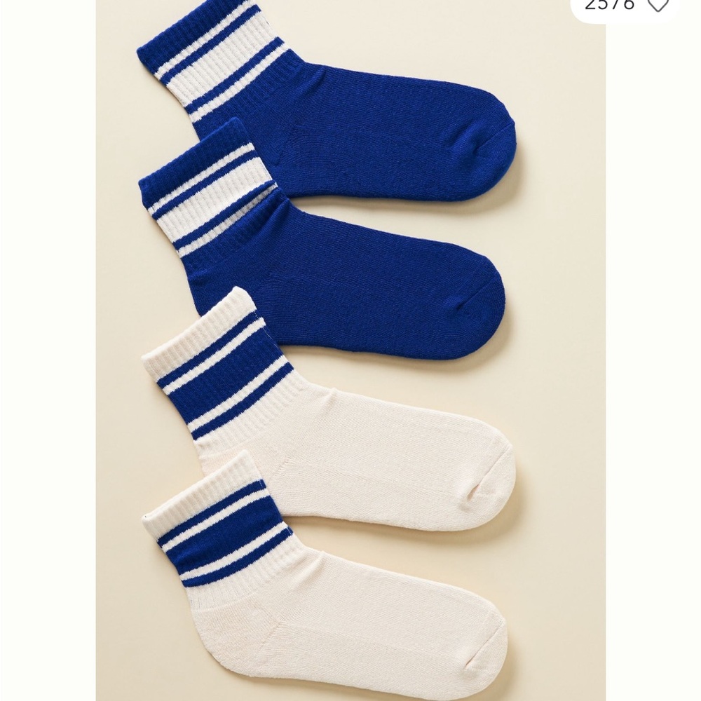 NWT Anthropologie Athletic Socks in Varsity Blue - set of TWO